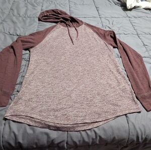 Express Men's Heathered Burgundy 2 Toned Hoodie Size Medium